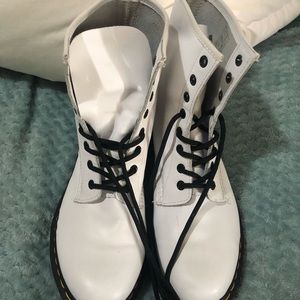 Dr. Martens 1460 smooth white combat boots.